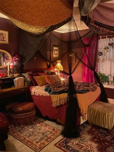 Dark Room Aesthetic Bedroom, Whimsigoth Room, Dope Rooms, Fancy Bedroom, Home Decor Sets, Apartment Decor Inspiration