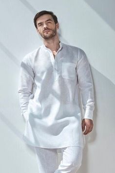 Defined by a mandarin collar, this full sleeves linen kurta is all season-favorite outfit. This easy to go kurta is available in different colors. Pair it up with your favorite pair of jeans or our black long trousers available at Yell. Casual White Linen Kurta, Traditional Long Sleeve Linen Kurta, Men White Kurta Designs Style, White Linen Straight Kurta, White Lenin Kurta For Men, Linen Kurta For Men, Off White Mens Kurta, Luxury Off-white Mandarin Collar Kurta, Kurta For Men