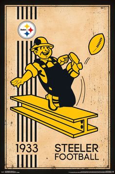 a football player catching a ball on top of a wooden board with the pittsburgh logo