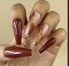 Images Beautiful, Fall Gel Nails, Mahogany Brown, Red Nail Designs, Nail Designs Glitter, Brown Nails