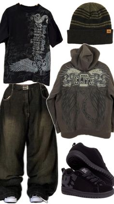 Sally Face Clothes, Casual Emo Outfits Men, Grunge Emo Outfits Men, Grunge Punk Outfits Men, Sally Face Outfits, Male Party Outfits, Casual Goth Outfits, Baggy Outfit Ideas, Grunge Fits