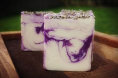 "LAVENDER VANILLA | HANDCRAFTED VEGAN SOAP | 5-6oz 1 HIGH END LUXURY SWEET SOAP-1 bar only Fresh lavender with vanilla bean. Calming and meditative, this is the perfect scent to soothe the weary soul. Topped with french lavender. DETAILS: Purified Water, Saponified oils of organic coconut, shea butter, organic olive palm, select essential oil and/or fragrance oils, mica, botanicals or cosmetic glitter. Includes 1 Bar of Soap - 5-6oz Each bar is artisan crafted & handmade in CA-known soap to Purple Soap, Natural Soaps Recipes, Weary Soul, Vanilla Soap, Soap Colorants, Unique Soap, Pretty Soap, Soap Making Recipes, Fresh Lavender