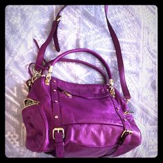 Color Appears Magenta But Is More Purple, Medium Sized, Lots Of Room, Can Be Worn As A Cross Body Satchel. Excellent Condition, Used Only Once ! Cross Body Satchel, Rebecca Minkoff Bag, Medium Purple, Purple Leather, A Cross, Leather Satchel, Rebecca Minkoff Hobo, Rebecca Minkoff, Color Purple