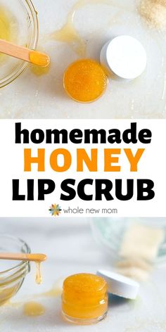 Got dry, chapped lips? This Nourishing Homemade Lip Scrub will smooth and soften them to near perfection. Sooo healthy and natural--you can even eat it :)! #diy #naturalbeauty #wholenewmom Homemade Lip Scrub, Honey Lip Scrub, Natural Lip Scrub, Lip Scrub Recipe, Lip Scrub Homemade, Lip Scrub Diy, Lip Scrubs, Diy Scrub