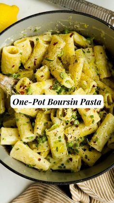 one pot borsini pasta with parsley in a bowl