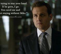 a man in a suit and tie with a quote from the tv show suits and ties