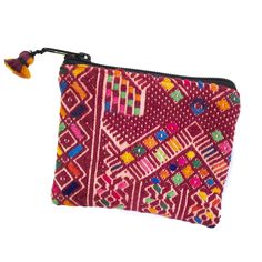 "These zippered bags, with their unique and colorful patterns, are both beautiful and functional - it's not surprising they're one of our best-sellers! Handmade in Chichicastenango by Martina. Materials: Repurposed huipiles Measurements: 5.5\" W x 4.5\" H" Handwoven Clutch Pouch As A Gift, Handwoven Clutch Pouch For Gifts, Multicolor Bag With Zipper Closure For Gifts, Handmade Multicolor Coin Purse For Travel, Artisan Multicolor Clutch As A Gift, Handmade Multicolor Coin Purse For Everyday Use, Handmade Multicolor Clutch Coin Purse, Handmade Multicolor Coin Purse, Multicolor Cosmetic Bag With Zipper Closure As Gift