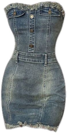 Denim Dress Vintage, Denim Dresses Online, Strapless Denim Dress, Womens Denim Dress, Frock Dress, Denim Patterns, Urban Looks, Current Fashion Trends, Ripped Denim