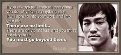 an image of bruce lee with the quote if you always put limits on everything you do, physical or anything else it will spread into your work and into your life