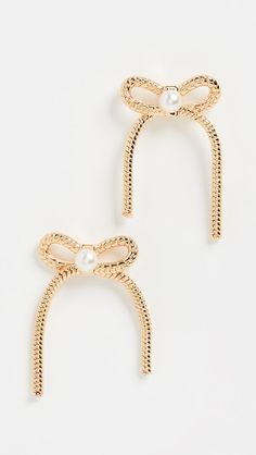 Lele Sadoughi Bow Stud Earrings | Shopbop Earrings Expensive, Preppy Jewelry, Pearl Bow, Lele Sadoughi, Womens Earrings Studs, Bow Jewelry, Accessories Jewelry Earrings, Pretty Jewellery, Gold Earrings Studs