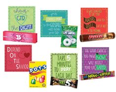 six different types of candy are shown in this image with the words, don't give