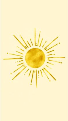 the sun is shining brightly on a yellow background