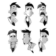 the various facial expressions of a man in different poses, from nose to head and shoulders