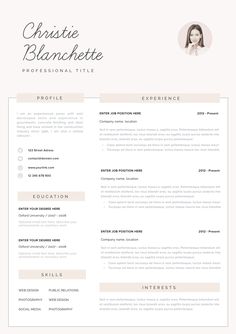 a professional resume template with an image on the top and bottom corner, in light colors