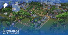 an image of a city map with trees and buildings in the background that says newcrest