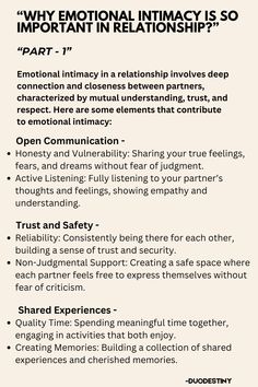 Discover the significance of emotional intimacy in today's relationships. Learn how open communication, trust, empathy, and shared experiences can deepen your connection and strengthen your bond. Explore tips for fostering emotional closeness with your partner. #RelationshipGoals #EmotionalIntimacy #CoupleGoals #HealthyRelationships #LoveAndConnection Building Emotional Connection, Creating Emotional Connection, How To Emotionally Connect Relationships, Emotional Connection With Husband, Open Relationships, Relationship Expectations