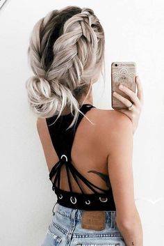 Top Braid, Cool Braids, Festival Hair, Bob Hairstyle, Gorgeous Hair, Pretty Hairstyles, Hair Hacks, Hair Looks