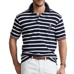 Polo Ralph Lauren Men’s Regatta Polo Bear Mesh Polo Shirt Big And Tall New Size 2xb Polo Bear Embroidered At The Left Chest Ribbed Polo Collar Two-Button Placket Short Sleeves With Ribbed Armbands Tennis Tail Cotton Machine Wash/Tumble Dry B-101 Navy Polo Collar Shirt For Summer, Navy Relaxed Fit Shirt With Polo Collar, Blue Casual Polo Shirt, Blue Casual Collared Polo Shirt, White Polo Shirt With Striped Collar, White Shirt With Striped Polo Collar, Casual Navy Top With Striped Collar, Blue Cotton Top With Striped Collar, Mens Attire