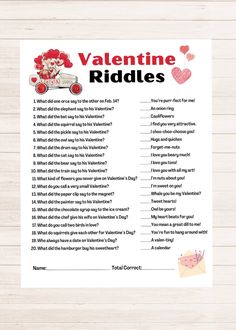 valentine riddles printable for kids