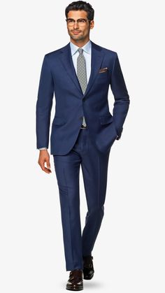 Mid Blue Suit, Mens Fashion Dressy, Italian Suit, Suit Blue, Designer Suits For Men, Mens Casual Dress Outfits, Men Formal, Tuxedo Shirts, Custom Suit