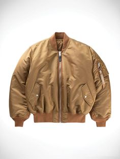 HIGHSNOBIETY X ALPHA MA-1 BOMBER JACKET OUTERWEAR Alpha Industries BROWN XS Brown Outerwear Outfit, Military Style Fashion, Boxy Jacket, Outerwear Outfit, Exposed Zipper, Men's Wear, Military Style, Trucker Jacket, The Leader