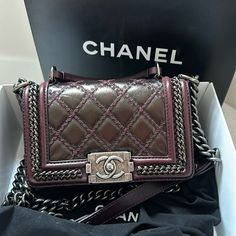 Limited Edition Authentic, Dust Bag And Box Burgundy Color, Flap Bag, Chanel Bag, Dust Bag, Bag Lady, Chanel, Red, Color