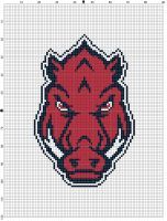 a cross stitch pattern with the head of a red boar