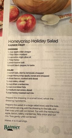 Fruit Dressing, Holiday Salads, Honeycrisp Apples, Roasted Nuts, Honey Roasted, Dried Cranberries, Bud Vase, Dijon Mustard, Apple Cider Vinegar