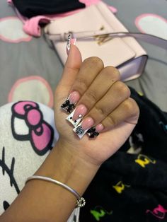 Hello Kitty Duck Nails, Tapered Square Nails, Purple Acrylic Nails, Glow Nails