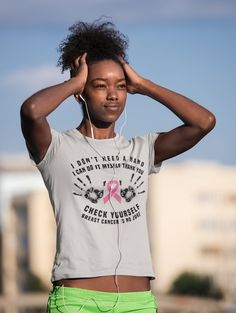 Our "Cancer Is No Joke" Unisex short sleeve t-shirt is made of 100% ring-spun cotton and is super soft and comfy. Double stitching on the neckline and sleeves adds extra durability to what is sure to be an every day favourite!  Sizes S,M,L,XL,2XL & 3XL * 100% ring-spun cotton * Sport Grey is 90% ring-spun cotton, 10% polyester * 4.5 oz/yd²  * Pre-shrunk * Shoulder-to-shoulder taping * Quarter-turned to avoid crease down the centre Please note ours are not cheap press on vinyl printed t-shirts bu Pink Ribbon Day, Pro Black, Unisex Shorts, Pink Ribbon, Womens Health, Print T Shirt, Spun Cotton, Bathing Beauties, Adult Outfits