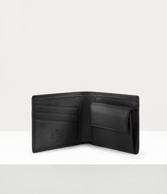 Man Wallet With Coin Pocket in BLACK | Vivienne Westwood® Compact Leather Wallets For Formal Occasions, Compact Leather Wallet For Formal Occasions, Formal Rectangular Wallet With Card Slots, Formal Compact Leather Card Holder, Business Compact Card Holder With Coin Pocket, Compact Business Card Holder With Coin Pocket, Formal Rectangular Wallet With Coin Pocket, Modern Rectangular Wallets With Smooth Grain, Designer Rfid Blocking Wallet For Formal Occasions