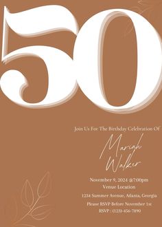 the 50th birthday party card is shown