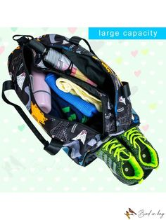 BirdinBag - Childrens Travel Duffle Bag with Shoe Compartments - Ideal for Sports, Weekends, and Sleepovers Multicolor Sporty Bags For Sports, Girls Gym Bag, Black Dinosaur, Travel Duffle Bag, Dinosaur Pattern, Travel Duffle, Duffle Bag Travel, Gym Bags, Word Wrap