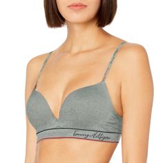 PRICES MAY VARY. Thin-lined everyday bralette Band features the iconic Tommy Hilfiger script logo Available in high-end colors with light, durable fabric material Comfy support for all-day use Seamless design virtually disappears under clothes Tommy Hilfiger Store, Blue Bra, Bra Brands, Cotton Bras, 50 Style, Everyday Bra, Script Logo, Tommy Hilfiger Women, Retro Vibe