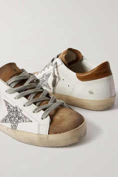 Golden Goose Sneakers Outfit, Shoe Story, Alpha Gam, Golden Goose Superstar, Goose Sneakers, Cinderella Shoes, Brown Leather Heels, Golden Goose Sneakers, Golden Goose Shoes