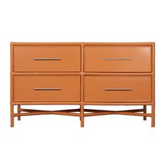 an orange dresser with four drawers on it