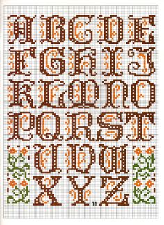 a cross stitch pattern with letters and numbers