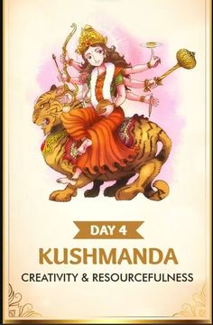 the poster for kushmanda with an image of a woman on a tiger