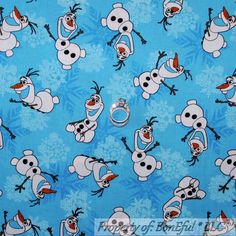 the fabric has been made to look like disney's frozen snowman characters on it