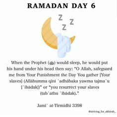 the ramaan day 6 poem with an image of a crescent and a sleeping moon