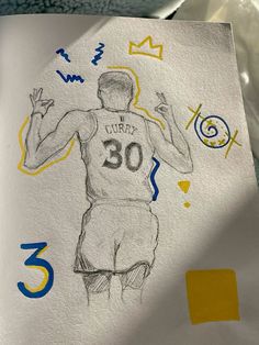 a drawing of a basketball player with numbers on it