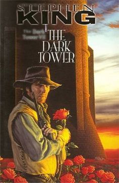 the dark tower book cover shows a man holding a rose