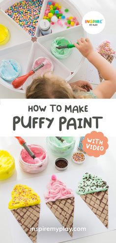 how to make puffy paint with video for kids and toddlers using play dough