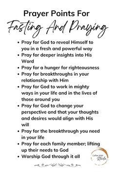 prayer points for fasting and praying