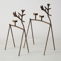 Set of Two Reindeer Tealight Candle Holders - D&J Farmhouse Collections Wire Reindeer, Classic Country Home, Candle Holder Diy, Cute Candle, Tea Candle Holders, Wrought Iron Candle Holders, Iron Candle Holders, Decor Market, Wrought Iron Candle