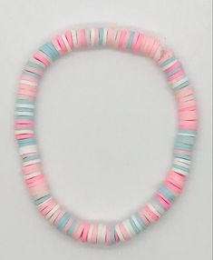 a pink, blue and white beaded bracelet