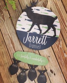 there is a sign that says jarrett daniel on the side of a wooden table