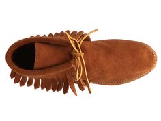 Minnetonka Classic Fringe Bootie Women's Shoes | DSW Winter Brown Moccasins With Rubber Sole, Western Moccasins With Rubber Sole For Fall, Brown Moc Toe Moccasins For Fall, Brown Suede Moccasins For Fall, Fall Tassel Slip-on Moccasins, Brown Hand-stitched Moccasins With Round Toe, Brown Non-slip Moccasins With Round Toe, Minnetonka Fringe Boots, Minnetonka Moccasins