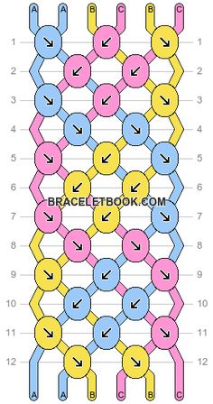 the diagram shows how to make an interlaced chain with different colors and sizes