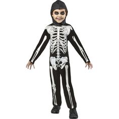 a child wearing a skeleton costume